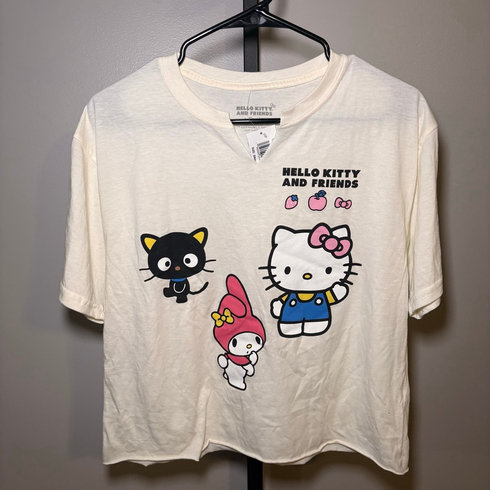 Women's Hello Kitty & Friends Short Sleeve Tee‎ S Off-White Black